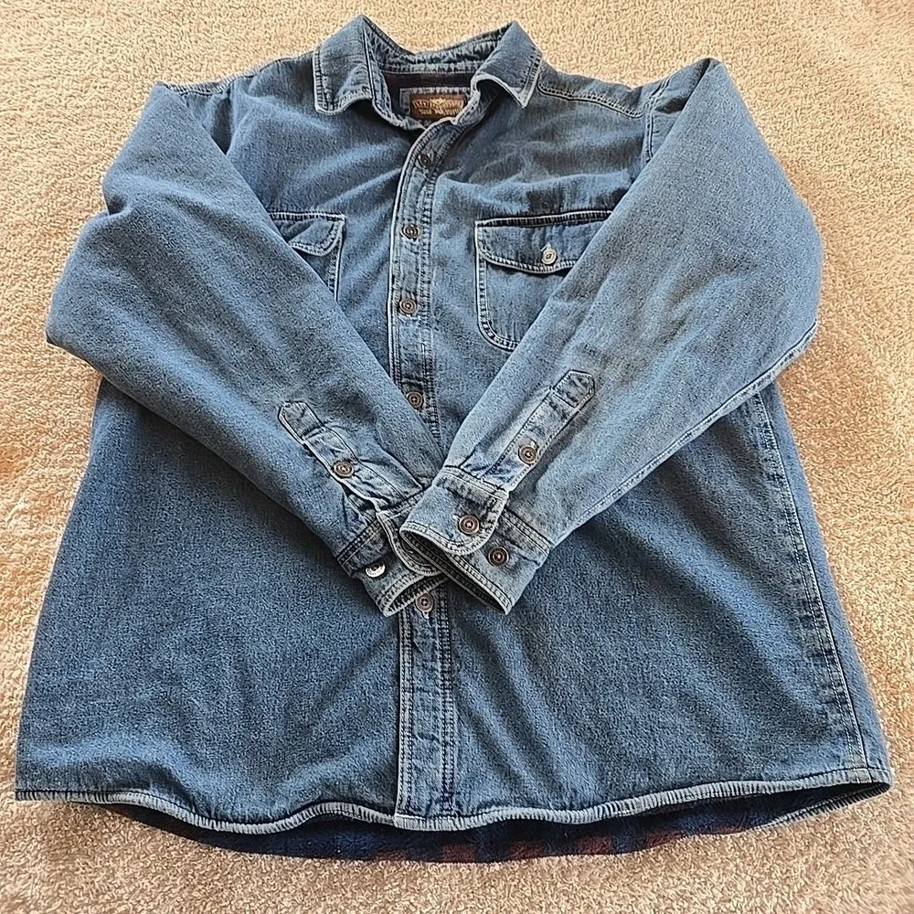 Levi's Strauss Denim Fleece-lined Shacket Jacket Men's Size L Button Up Trucker‎